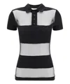 Coperni Striped Top With Polo Collar And Sheer Panels In Black