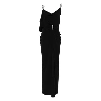 Coperni Draped Washing-clip Evening Dress In Black