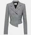 Coperni Double-breasted Cropped Blazer In Grey