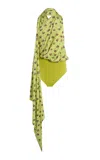 Coperni Printed Draped Halterneck Bodysuit In Green