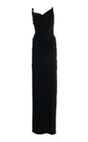 Coperni Printed Logo Ruched Midi Dress In Black