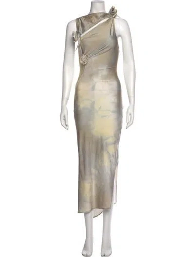 Pre-owned Coperni Printed Long Dress In Gray