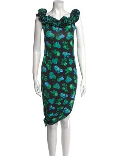Pre-owned Coperni Printed Long Dress In Green