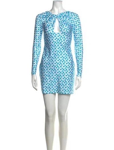 Pre-owned Coperni Printed Mini Dress In Blue/white