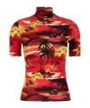 Coperni Tropical Print Stretch Viscose Disney T-shirt In Red