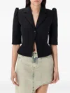 Coperni Cropped Slim-fit Tailored Jacket With Puff Sleeves In Black