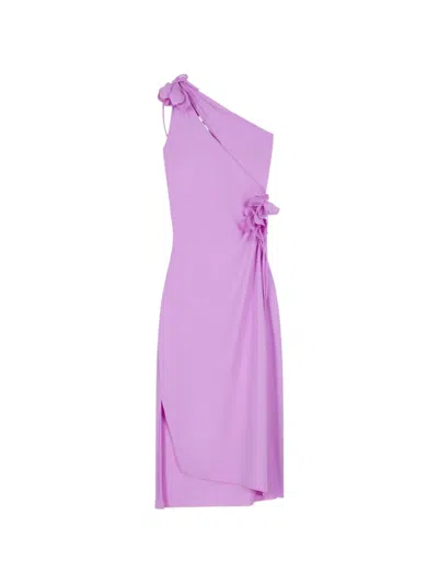 Coperni Purple Flower Detail One-shoulder Dresses