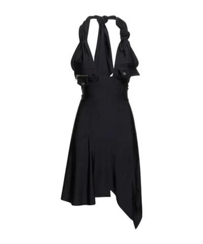 Coperni Racing Halter Neck Jersey Mini Dress In Black