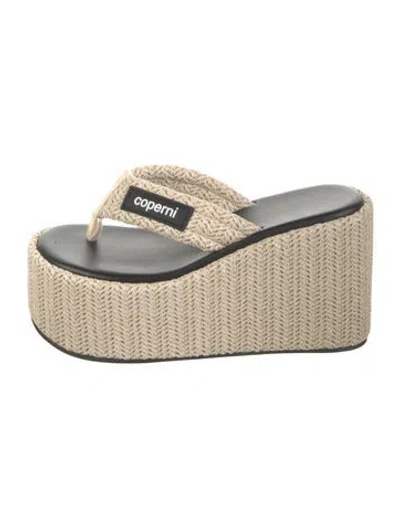 Pre-owned Coperni Raffia Slides In Neutral