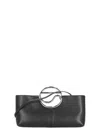 Coperni Rectangular Black Leather Clutch With Metal Logo Handle In Black