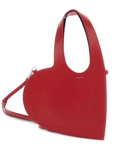 COPERNI RED LEATHER 'MINI HEART' TOTE BAG COPERNI