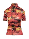 Coperni Turtleneck Printed T-shirt In Brown