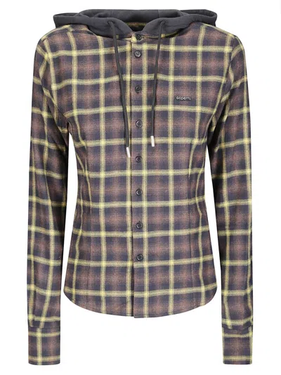 Coperni Relaxed Fit Hooded Shirt With Drawstring And Kangaroo Pocket In Gray