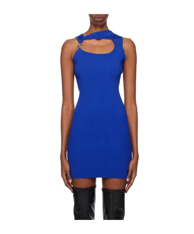 Coperni Rib Knitted Dress In Blue