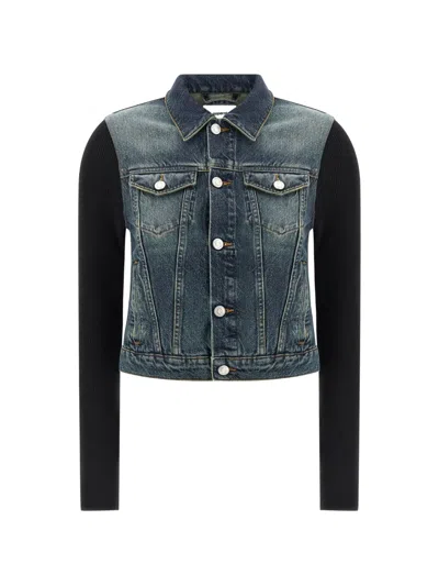 Coperni Ribbed Denim Jacket In Blue