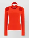 Coperni Red Top With Unique Cut-out Design And Ribbed Texture