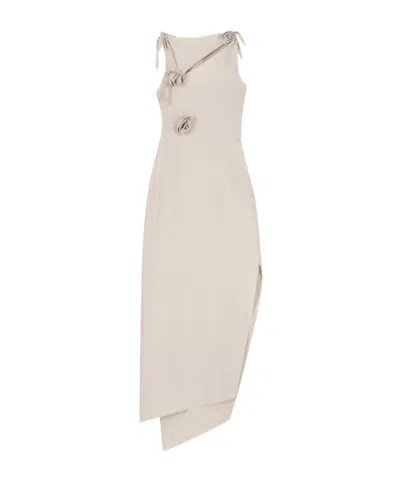 Coperni Rose Bow Dress In Neutral