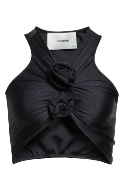 Coperni Flower-motif Stretch-jersey Top In Nero
