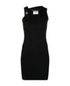 Coperni Logo-plaque Ribbed Mini Dress In Black