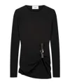 Coperni Long Sleeve Fitted Top With Side Detail In Black
