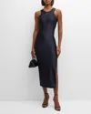 Coperni Embellished Satin-jersey Midi Dress In Black
