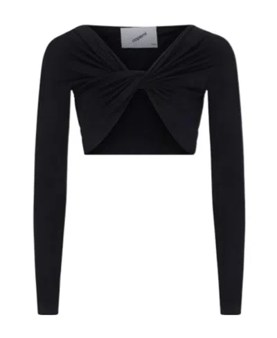 Coperni Ruched Cropped Top In Black