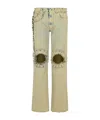 Coperni Ruffle-detail Cut-out Boyfriend Jeans In Green