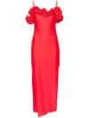 Coperni Off-shoulder Ruffle Column Gown In Red