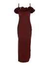 Coperni Bordeaux Long Dress With Ruched Details And Spaghetti Straps In Jersey Stretch Woman