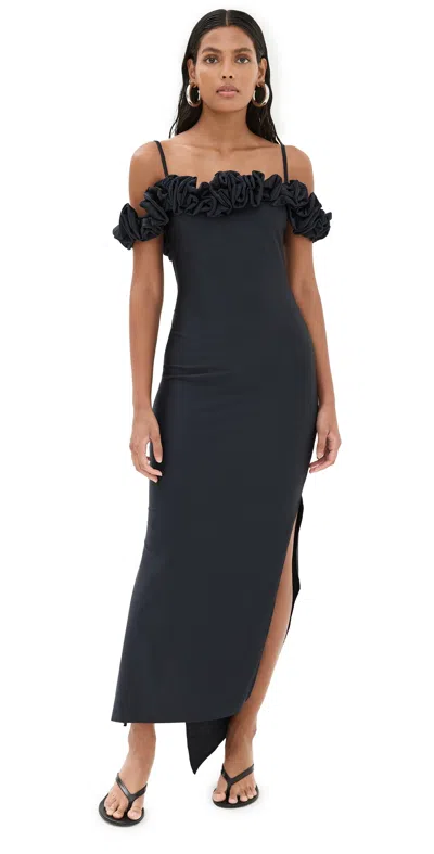 Coperni Long Black Dress With Ruffles