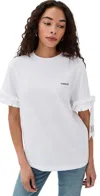 Coperni Ruffle Logo Boxy T-shirt White In Weiss