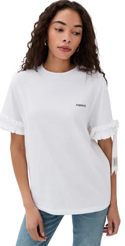 Coperni Ruffle Logo Boxy T-shirt White In Weiss