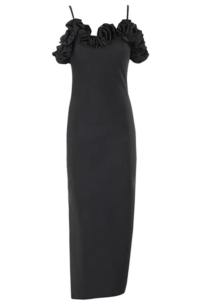 Coperni Ruffled Black Stretch Dress