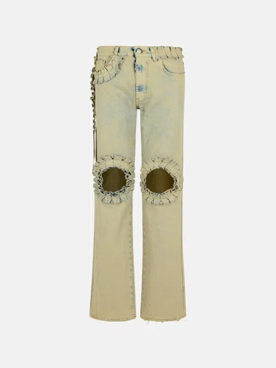 Coperni 'ruffled' Grey Cotton Jeans In Gray