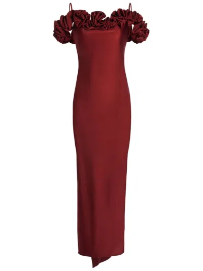 Coperni Ruffled Midi Dress In Red