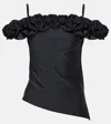 Coperni Asymmetric Off-shoulder Ruffled Spaghetti Straps Top In Black