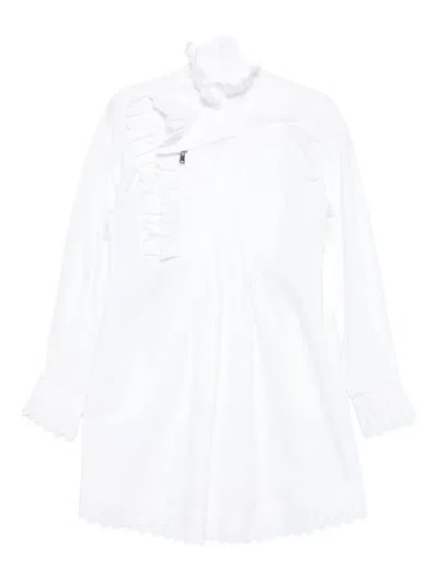 Coperni Ruffled Pleated Dress In White