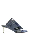 Coperni Blue Denim Open Thong Heeled Sandals In Light Blue