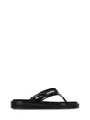 Coperni Logo-appliquéd Rubber-trimmed Croc-effect Patent Leather Flip Flops In Black