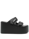 Coperni Black Wedges With Logo Patch On The Front And Touch-strap Closure In Leather Woman In Black