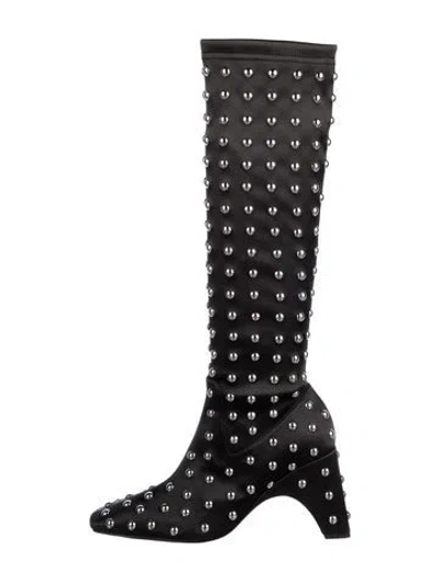 Pre-owned Coperni Satin Crystal Embellishments Boots In Black