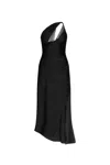 Coperni Asymmetric Black Satin Dress With Lace Details In Blk Black