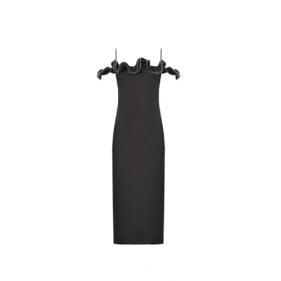 Coperni Satin Midi Dress In Black