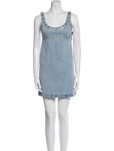 Pre-owned Coperni Scoop Neck Mini Dress W/ Tags In Blue