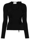 Coperni Scoop Neck Top With Decorative Ruffles In Black