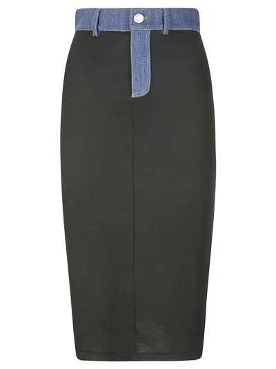 Coperni Second-skin Rib Denim Skirt In Black