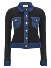 Coperni Second Skin Denim-trimmed Ribbed Stretch-lyocell And Cotton-blend Shirt