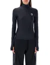 Coperni Black Tight High Neck Long Sleeve T-shirt In Blue