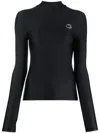 Coperni Black Tight High Neck Long Sleeve T-shirt In Black