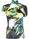 Coperni Semi-sheer Graphic-print Dress In Black